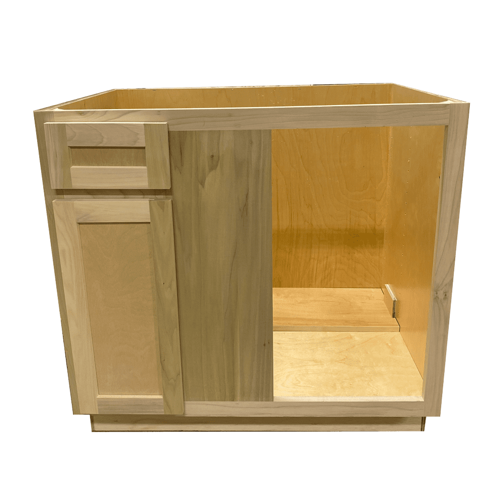 Kitchen Blind Corner Base Cabinet | Unfinished Poplar | Shaker Style | 36 in